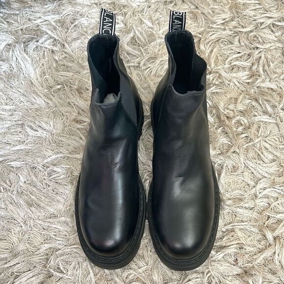 NWOB Voile Blanche Tweed 09 Black Calfskin Leather Chelsea Boots size 40 US 10 - Picture 6 of 14